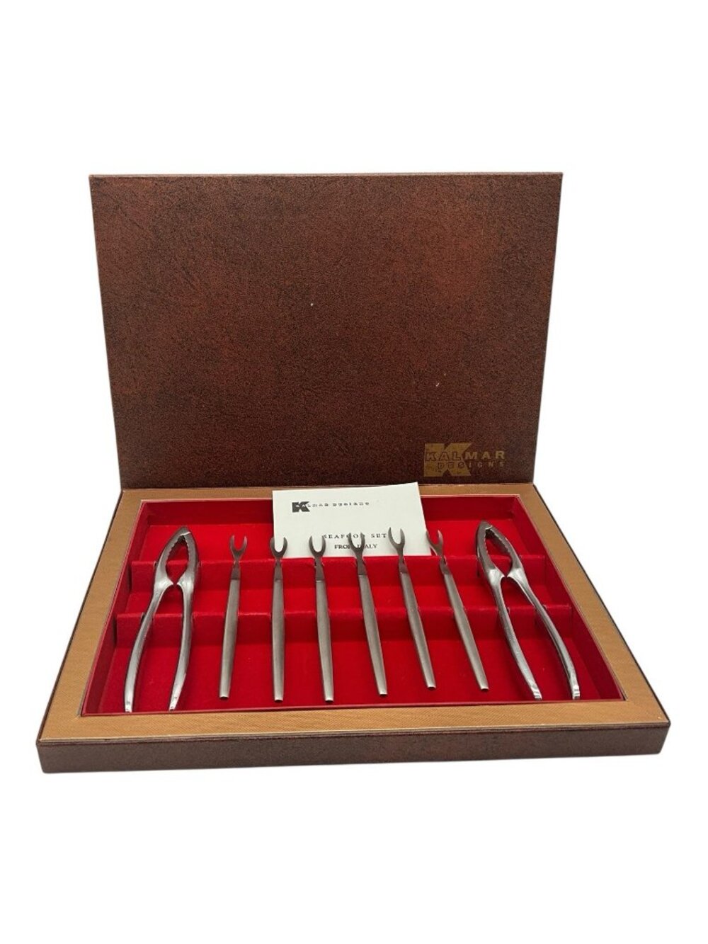Kalmar Design Seafood Set Made in Italy Includes Forks and Crackers in Gift Box